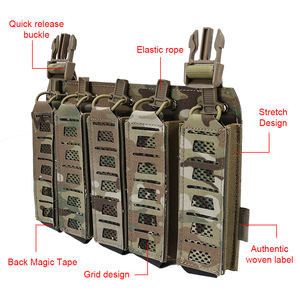 ซองใส่แม็กกาซีนปืนพก 9 มม. ยี่ห้อ SINAIRSOFT แบบยุทธวิธี พร้อมแถบตีนตุ๊กแกและสายรัดยางยืดสำหรับเสื้อเกราะและอุปกรณ์เสริม - Product Image 4