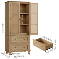 Armoire bohème en cannage avec tiroirs, placard à 2 portes en bois de chêne clair, meuble de rangement, vente en gros OEM