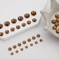 Perles de strass rustiques de 6 mm en topaze fumée et résine époxy, à dos plat, trou central, à coudre, pour pendentifs et fournitures de bijoux YAXI