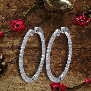 Wholesale New Trendy High Quality Luxury Lady 14K White Gold Moissanite <b>Hoop</b> Earring for Wedding Engagement - Product Image 3