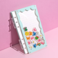 Carnet créatif A5 en acrylique personnalisé avec spirale, papeterie créative, carnet à six trous en acrylique à paillettes, livre à feuilles mobiles