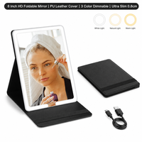 Miroir de Maquillage LED Portable Personnalisé MoonlitGlow à Marque Privée 10X/20X Détachable et Dimmable, Faible MOQ, Prêt à la Vente au Détail