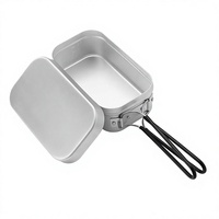 Boîte à bento japonaise d'extérieur en aluminium, double poignée, portable, multifonctionnelle, pour camping, conteneur à riz, cuiseur vapeur