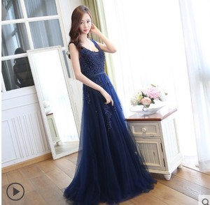 S654F Elegant Ladies Evening Gown Long Toast Dress for Bride Bridesmaid & Hostess Custom Size Royal Design With Lace Decoration - Product Image 3