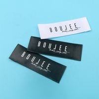 Pas cher Personnalisé Marque Logo Privé Plié Maillots De Bain de Lavage En Nylon Imprimé En Satin Noir Étiquettes pour Bonnets