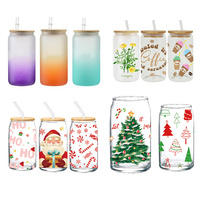 Vaso de Vidrio Borosilicato Personalizado Haonai de 16 oz con Tapa de Bambú y Pajita - Diseño Transparente/Esmerilado, Ecológico y Saludable