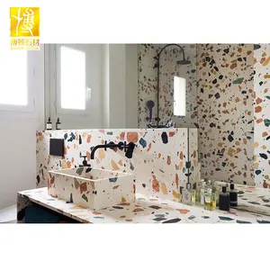 BOTON STONE Fábrica Moderna Banheiro Terrazzo Top Um Conjunto Bancada Vanity Tops
