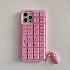 INS trend 3D Letters keyboard mouse Soft Phone case for iPhone 13 Pro Max 12 Pro 11 7 8 Plus X XR XS SE2 Luminous Silicone Cover