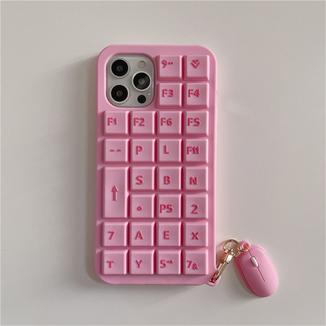INS Trend 3D Letters Keyboard Mouse Soft Phone case for iPhone 13 Pro Max 12 Pro 11 7 8 Plus X XR XS SE2 Luminous Silicone Cover