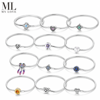 Gelang Bolo DIY Adjustable Berlapis Perak Sterling 925 dengan Hiasan Kupu-kupu Dream Catcher Hati Custom Mylove, Mikro Pave CZ, Grosir