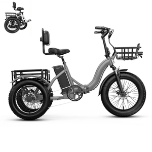 Wholesale 20 Inch Folding Trike Fat Tire 3 Wheel Tricycle <b>Three</b> Wheels Adult Bike Trike 12 48V15Ah Battery Power Equipped With a - Product Image 2