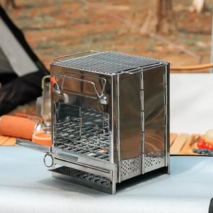 Réchaud à bois pliable miniature d'extérieur en acier inoxydable, barbecue au charbon de bois pour le camping - Product Image 3