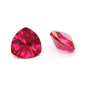 Wholesale Price Synthetic Corundum 5# Trillion Cut Ruby Gemstone For Jewelry Making