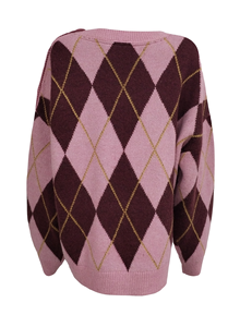 2025 nuevo modelo clásico patrón <span class=keywords><strong>de</strong></span> <span class=keywords><strong>rombos</strong></span> suéter <span class=keywords><strong>de</strong></span> manga larga con botones <span class=keywords><strong>de</strong></span> punto Vintage ODM grueso <span class=keywords><strong>para</strong></span> mujeres <span class=keywords><strong>para</strong></span> invierno otoño - Product Image 3