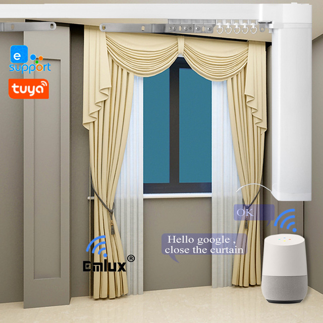 Work with TUYA Curtain Wifi Zigbee Motor Motorized Curtain Motor Smart Home House Restaurant Curtain Poles, Tracks & Accessories