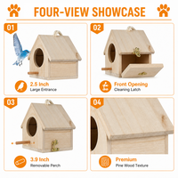 Nichoir en bois naturel suspendu pour oiseaux, décoratif d'extérieur, avec perchoir et porte de nettoyage pour jardin et cour arrière