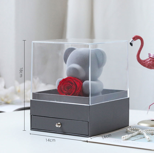 Boîte à bijoux Offre Spéciale fleur préservée préservée Rose flocage ours en peluche pour la Saint-Valentin cadeau de fête des mères - Product Image 5