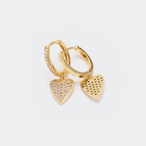 Delicada joyería de moda señora oro Zirconia colgante gota Mini aro Pave CZ pendientes de corazón - Product Image 2