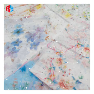 Lujo 75D impresión Floral lunares lentejuelas gasa tela buena calidad Material transpirable para mujeres vestidos de novia niñas - Product Image 1