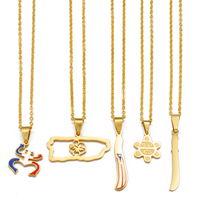 Collier pendentif fleur d'hibiscus en acier inoxydable pour femme et mère, bijoux traditionnels de Porto Rico, avec motif masque de grenouille # 520462