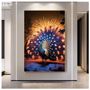 Peinture <span class=keywords><strong>sur</strong></span> <span class=keywords><strong>porcelaine</strong></span> encadrée de luxe avec cristaux, art mural animalier haute résolution, imperméable, décoration moderne pour salon - Product Image 5