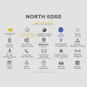นาฬิกาผู้ชายกันน้ำ 100M NORTH EDGE นาฬิกาสปอร์ต LED ดิจิตอลนาฬิกาจับเวลาข้อมือสำหรับชายสำหรับไอโอเอส แอนดรอยด์ - Product Image 6