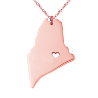 Collier de l'État du Maine en acier inoxydable Colliers en forme d'État du Maine Collier d'État du Maine avec un cœur