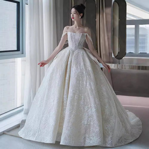 Strapless Wedding Dress Ball Gown Lace Empire Waist Vintage Style With Train For Petite And Plus Sizes - Product Image 4