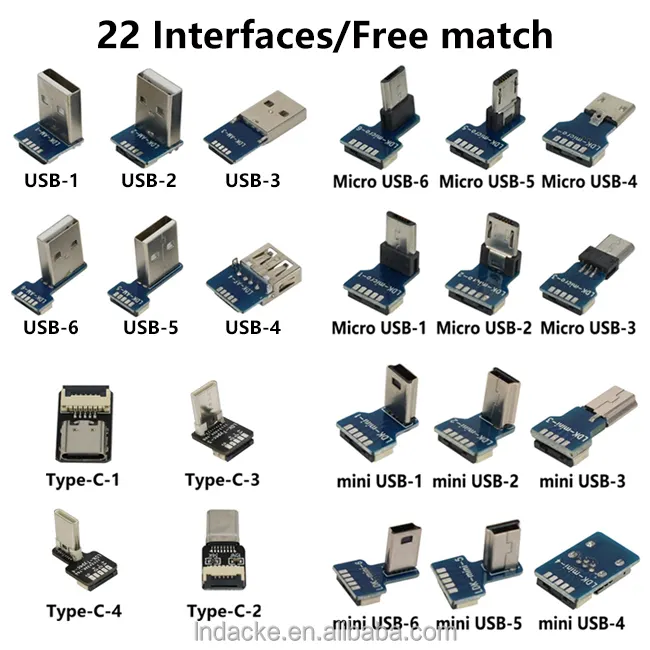 ניתן להתאמה אישית USB זכר סטנדרטי ל-Micro USB נקבה כבל מתאם מרפק נתוני טעינת PCB כבל גמיש מתאם A1toR4