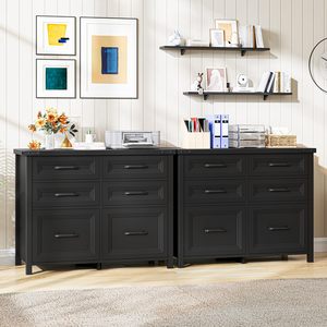 Armoire de classement SENYU noire à 6 tiroirs, grande capacité, pour le rangement à domicile ou au bureau, design moderne, mobilier de bureau en MDF - Product Image 6