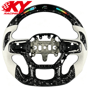 Volant sport LED RPM personnalisé en fibre de carbone forgée blanche et cuir blanc pour Dodge Ram 1500 2500 3500 4500 TRX RHO - Product Image 1