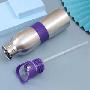 Mug isotherme en acier inoxydable à large ouverture de style américain, avec manchon en silicone en forme de gourde, paille, tasse portable de grande capacité - Product Image 2