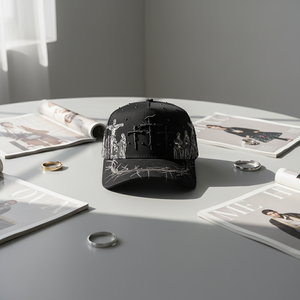 Cappello da Baseball Rico Hats in Suede con Visiera Ricamata a 5 Pannelli, con Spilla in Metallo a Forma di Rana e Strass, Qualità Originale, <span class=keywords><strong>Ultimo</strong></span> Pezzo in Stock - Product Image 1