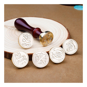 Eacajess Bán Buôn Tùy Chỉnh Thư Niêm Phong Sáp Tem Đồng Đầu Tay Cầm Bằng Gỗ Sáp Con Dấu Tem - Product Image 2