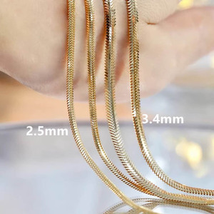 Collar de Cadena de Serpiente Plana de Oro Amarillo de 18K Au750, Cadena de Espiga, Joyería, Cadena Gruesa, Collar de Oro de 16''18'' - Product Image 4