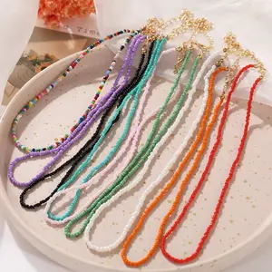 Bohemian Colorful Beaded Women's Necklace Personality Sweet Handmade Beaded Collarbone Chain Fashion Women's Jewelry Wholesale