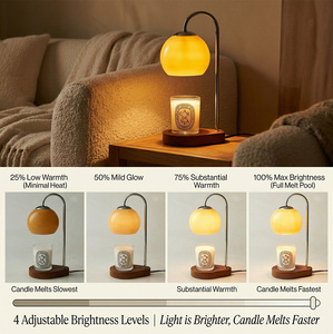 Lámpara Calentadora de <span class=keywords><strong>Velas</strong></span> Vintage con Temporizador, Regulable, sin Llama, <span class=keywords><strong>para</strong></span> Derretir <span class=keywords><strong>Cera</strong></span>, Base de Madera, Decoración Retro <span class=keywords><strong>para</strong></span> Dormitorio, Luz Nocturna - Product Image 4