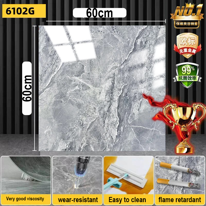 Suelo de Pvc autoadhesivo-04, alto brillo, Tamaño 60*60cm