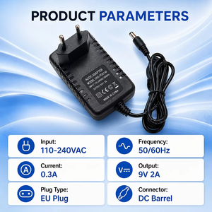 Adattatore OEM/ODM AC110-240V 9V 2A 18W con Spina AU EU UK US OVP, Alimentatore a Muro per Strisce LED - Product Image 1
