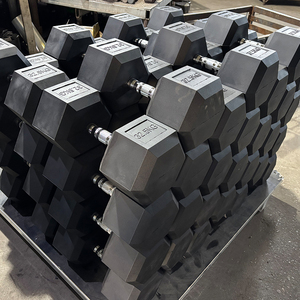 Venta al por mayor de fábrica: Mancuernas hexagonales recubiertas de caucho para gimnasio, pesas libres en libras, con logotipo personalizado. - Product Image 4