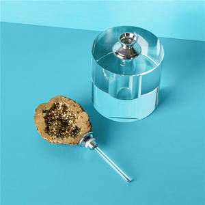 Nueva Botella de Perfume de Vidrio Cuadrada Transparente de Lujo al por Mayor para Manualidades con Tapa de Ágata - Product Image 1