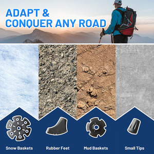 Leo núi công cụ 7075 hợp kim nhôm có thể điều chỉnh đi Bộ thanh đi bộ đường dài siêu nhẹ Kính thiên văn leo núi cực với EVA xử lý - Product Image 6