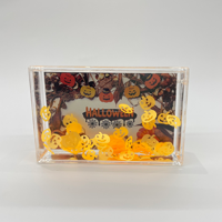 Cadre liquide mini en acrylique haute transparence, thème Halloween, avec paillettes flottantes et citrouille en mouvement, cadeau pour la fête des trucs ou des fripes