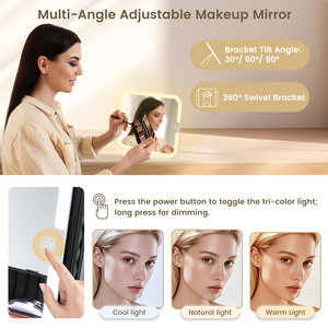 Portable <b>Makeup</b> Train <b>Case</b> with Lighted Mirror Travel <b>Makeup</b> Box Organizer Beauty Suitcase with Brush Holder Adjustable Dividers - Product Image 4