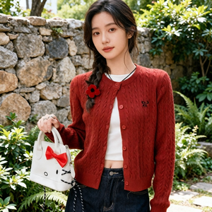เสื้อคลุมคาร์ดิแกนผู้หญิงลายการ์ตูนฤดูหนาว คอวี แขนยาว ผ้าไม่ยับ สวมใส่สบาย ดีไซน์เปิดอก สวยเก๋ เหมาะสำหรับใส่ทุกวัน ขายส่ง - Product Image 1