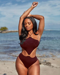 <span class=keywords><strong>Aliexpress</strong></span>-<span class=keywords><strong>Bikini</strong></span> de cintura alta para mujer, bañador Sexy de una pieza, traje de baño con tirantes cruzados de Color sólido, gran oferta 2022 - Product Image 6