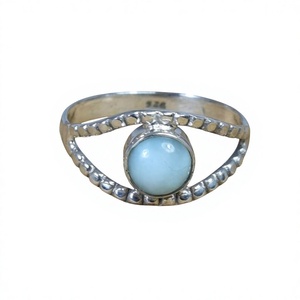 Bague en argent sterling 925 avec pierre précieuse Larimar, bijoux fins faits à la main, tendance, style chrétien, certifiés - Product Image 1