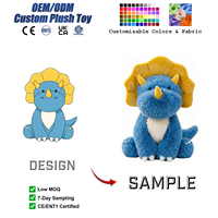 Peluche Triceratops Personnalisée Mignonne et Réaliste, Dinosaure Vert en Peluche Ultra Doux Anti-Stress pour Enfants