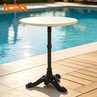 Table de patio tendance avec plateau en pierre de granit, idéale pour la salle à manger, les cafés et les restaurants (table ronde)