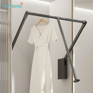 Tringle de penderie escamotable silencieuse avec système de rail à double <span class=keywords><strong>amortisseur</strong></span>, capacité 15 kg, fixation latérale pour armoire sur mesure et dressing - Product Image 2